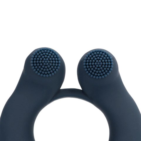 Vibrating Cockring with Clitoris Stimulation - Indigo Blue