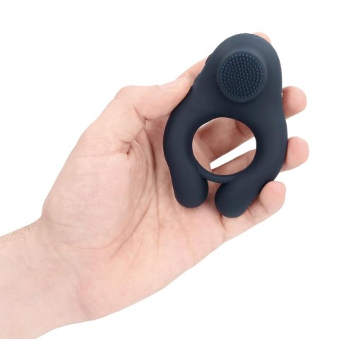 Vibrating Cockring with Clitoris Stimulation - Indigo Blue