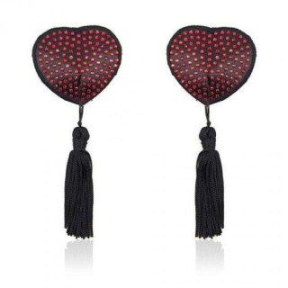 Bielizna-Heart shine nipples tassels (rosso)