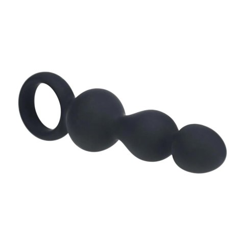 Beaded Silicone Anal Probe with Loop - Black