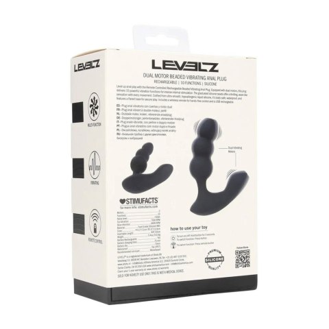 Dual Motor Remote Control Beaded Vibrating Liquid Silicone Prostate Stimulator - Black