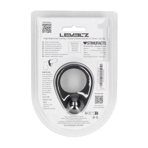 Liquid Silicone Single Weighted Ball Cockring - Black