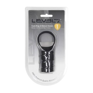 Silicone Cockring and Ribbed Sleeve - Black
