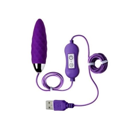 Wibrujące jajeczko - Cony - na pilota przewodowego, USB Fioletowy Silikon - A-TOYS
