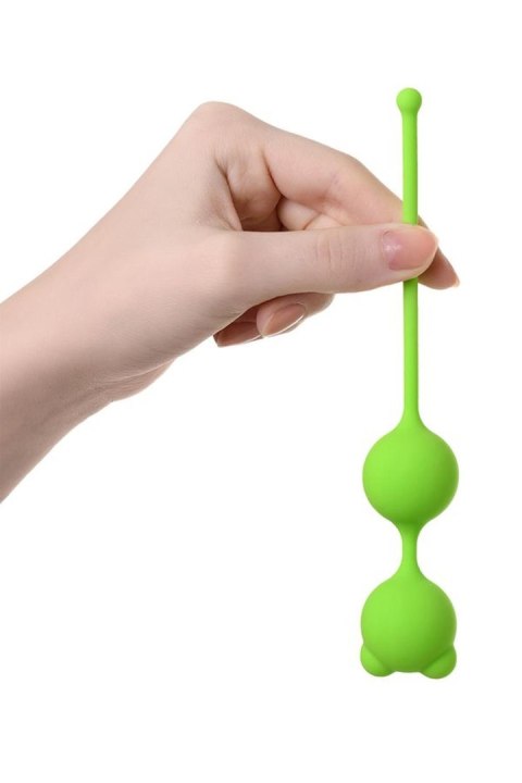 Podwójne kulki gejszy do ćwiczeń mięśni Kegla - Pleasure balls - silikonowe - A-Toys Green