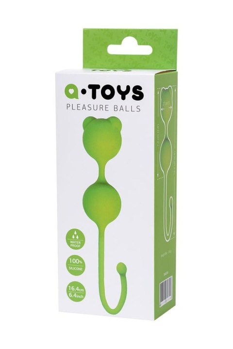 Podwójne kulki gejszy do ćwiczeń mięśni Kegla - Pleasure balls - silikonowe - A-Toys Green