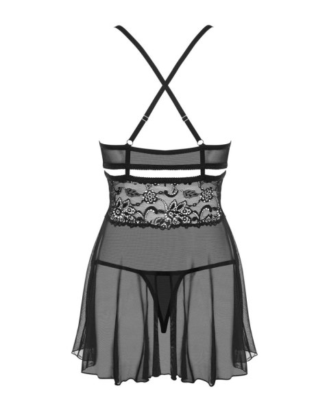 Bielizna-838-BAB-1 babydoll i stringi czarna XXL