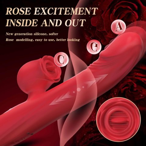 Silicone Vibrator 7 Powerful Modes - 
Licking, 7 Thrusting
Heating, Red