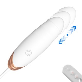Wibrujące jajeczko na pilota z funkcją pchania i podgrzewania, USB Biały