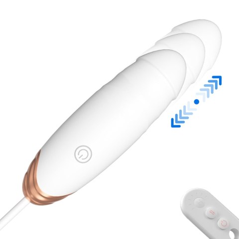Wibrujące jajeczko na pilota z funkcją pchania i podgrzewania, USB Biały