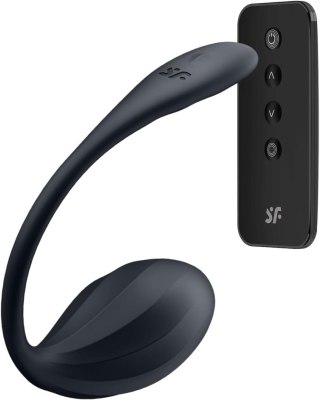 Satisfyer - Czarne wibrujące jajeczko - Petal - sterowane aplikacją, USB