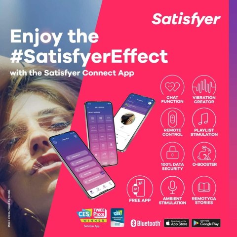 Satisfyer - Czarne wibrujące jajeczko - Petal - sterowane aplikacją, USB