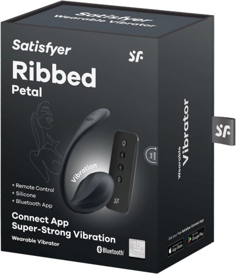 Satisfyer - Czarne wibrujące jajeczko - Petal - sterowane aplikacją, USB