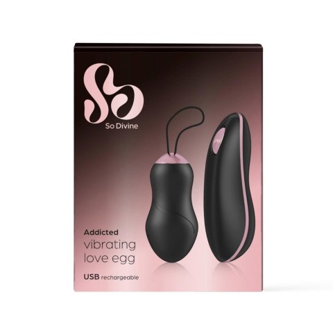 So Divine - Wibrujące jajeczko na pilota bezprzewodowego, USB Czarne -