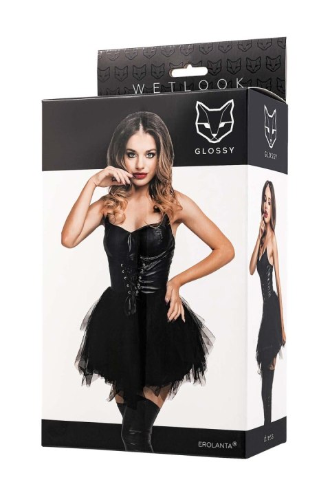 Glossy Elisia, dress, wetlook, black, XL