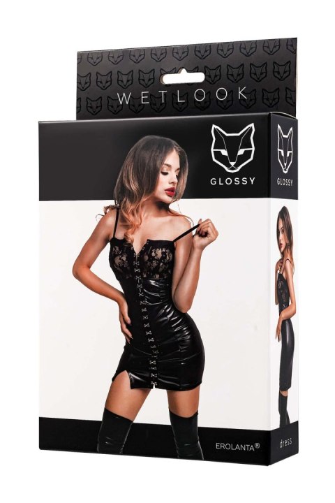 Glossy Nelly, dress, wetlook, black, XL