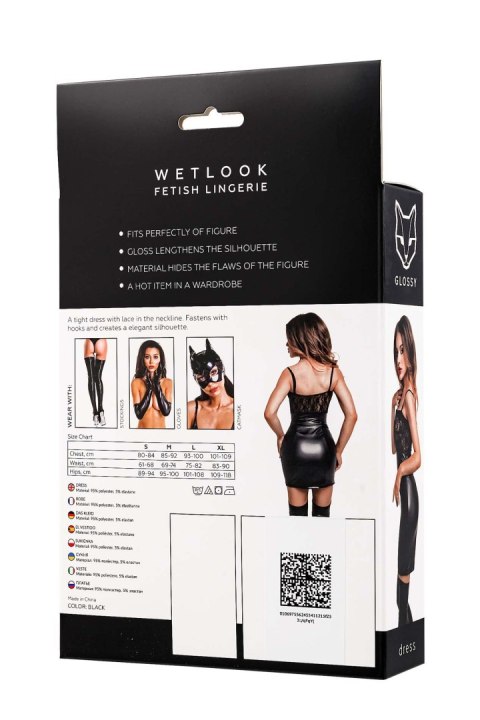 Glossy Nelly, dress, wetlook, black, XL