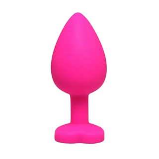 Pink large heart-shaped butt plug with white crystal