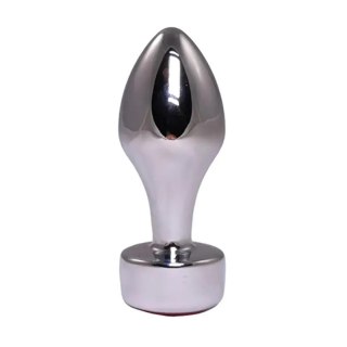 Silver Butt Plug with Pink Diamond