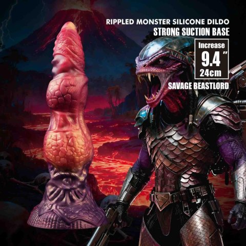 Power Monsters Savage Beastlord - 24 cm Rippled Monster Silicone Dildo