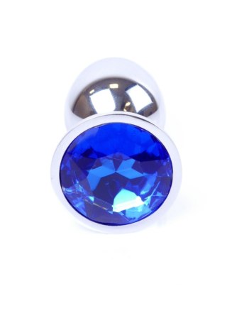 Plug analny z diamentem Jawellery Silver Plug ciemny niebieski