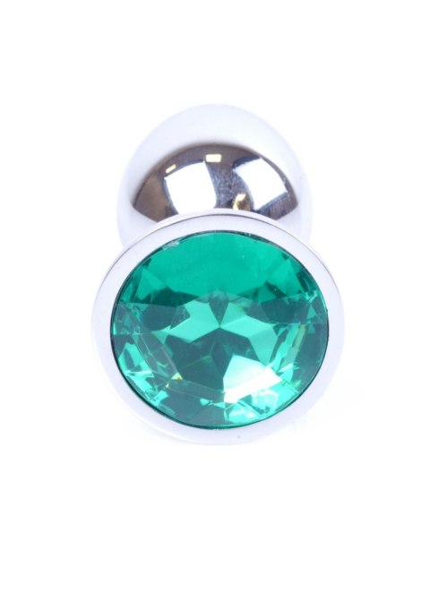 Plug analny z diamentem Jawellery Silver Plug zielony