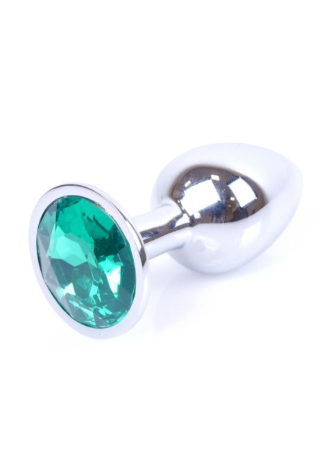 Plug analny z diamentem Jawellery Silver Plug zielony