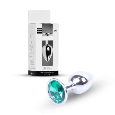 Plug analny z diamentem Jawellery Silver Plug zielony