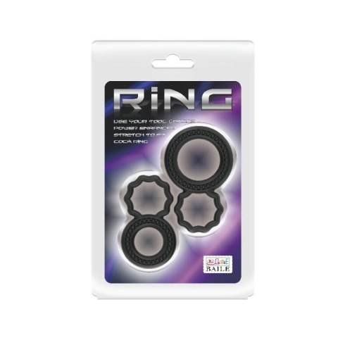 Zestaw pierścień uciskowych, Czarne BAILE- COCK RINGS