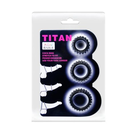 Pierścień Erekcyjny BAILE TITAN Zestaw 3 Silikon
