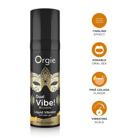 ORGIE_Dual Vibe! Kissable Liquid Vibrator smakowy żel Pina Colada 15ml