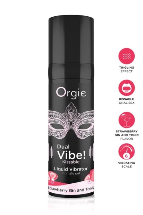 Wibrator w płynie Orgie Dual Vibe! Kissable Liquid Vibrating Strawberry Gin And Tonic